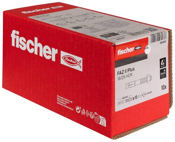 Fischer 564642 FAZ II Plus 16/25 HCR Bolzenanker 148 mm 16 mm 10 St.