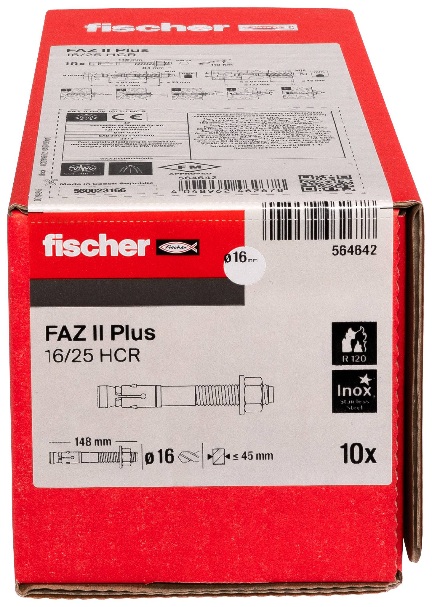 Fischer 564642 FAZ II Plus 16/25 HCR Bolzenanker 148 mm 16 mm 10 St.-2