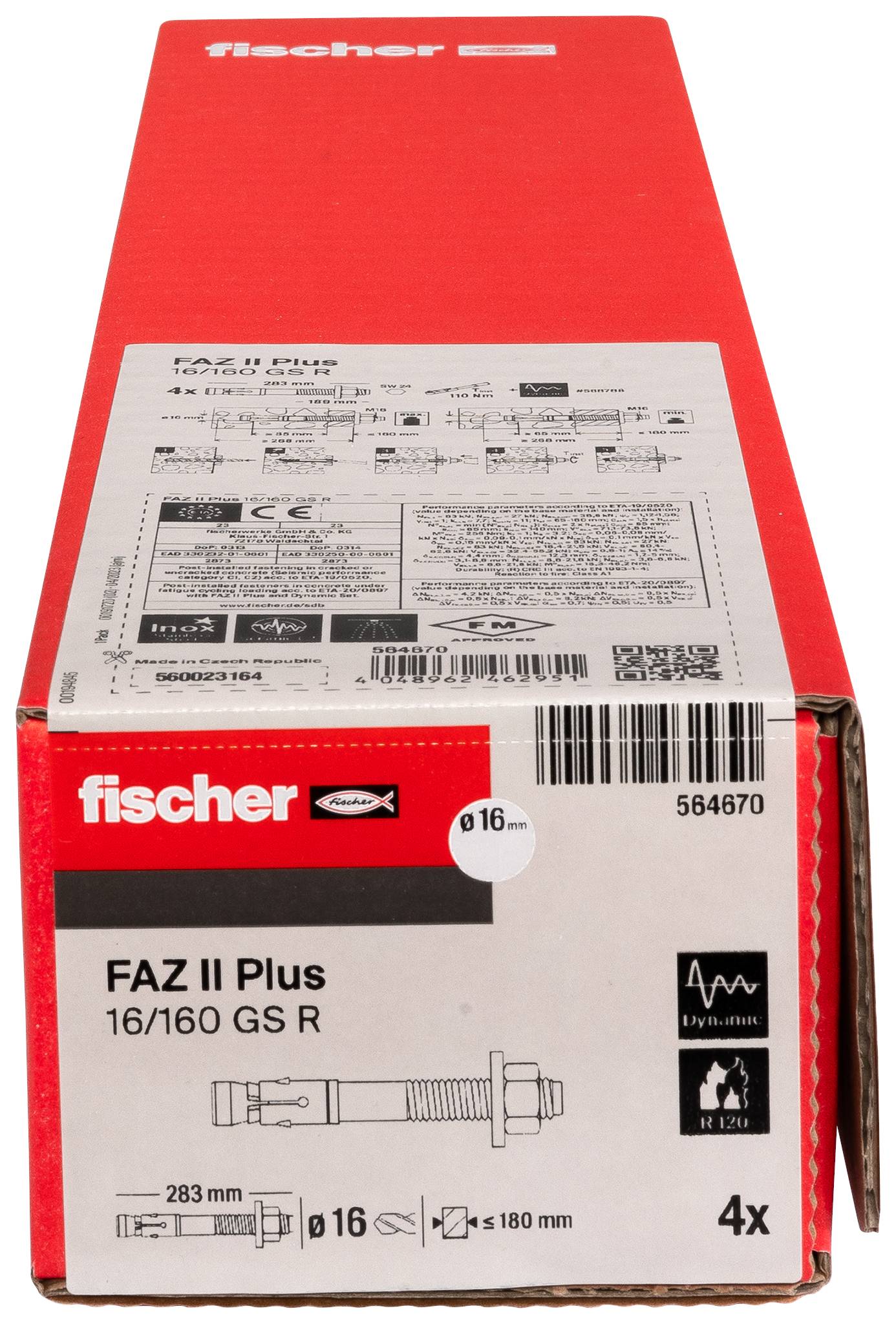 Fischer 564670 FAZ II Plus 16/160 GS R Bolzenanker 283 mm 16 mm 4 St.-2
