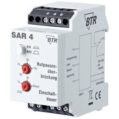 'BTR SAR 4' Schaltrelais für die Montage auf DIN-Schienen; zur Steuerung von Einschalt-, Rufpausenüberbrückung und Zeitverzögerung.