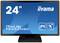 '24" iiyama ProLite T2452MSC' Monitor mit IPS-Technologie und Multitouch-Funktion, dargestellt auf einem blauen Hintergrund.