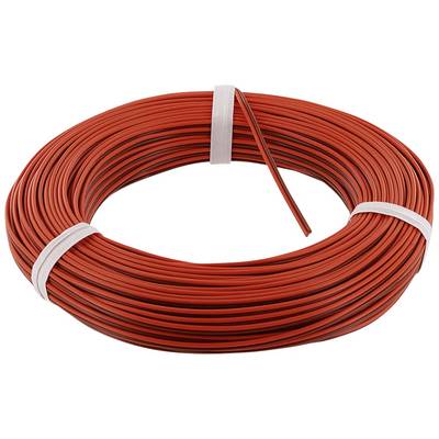 Eine aufgewickelte Spule aus rot-schwarzem Elektrokabel.