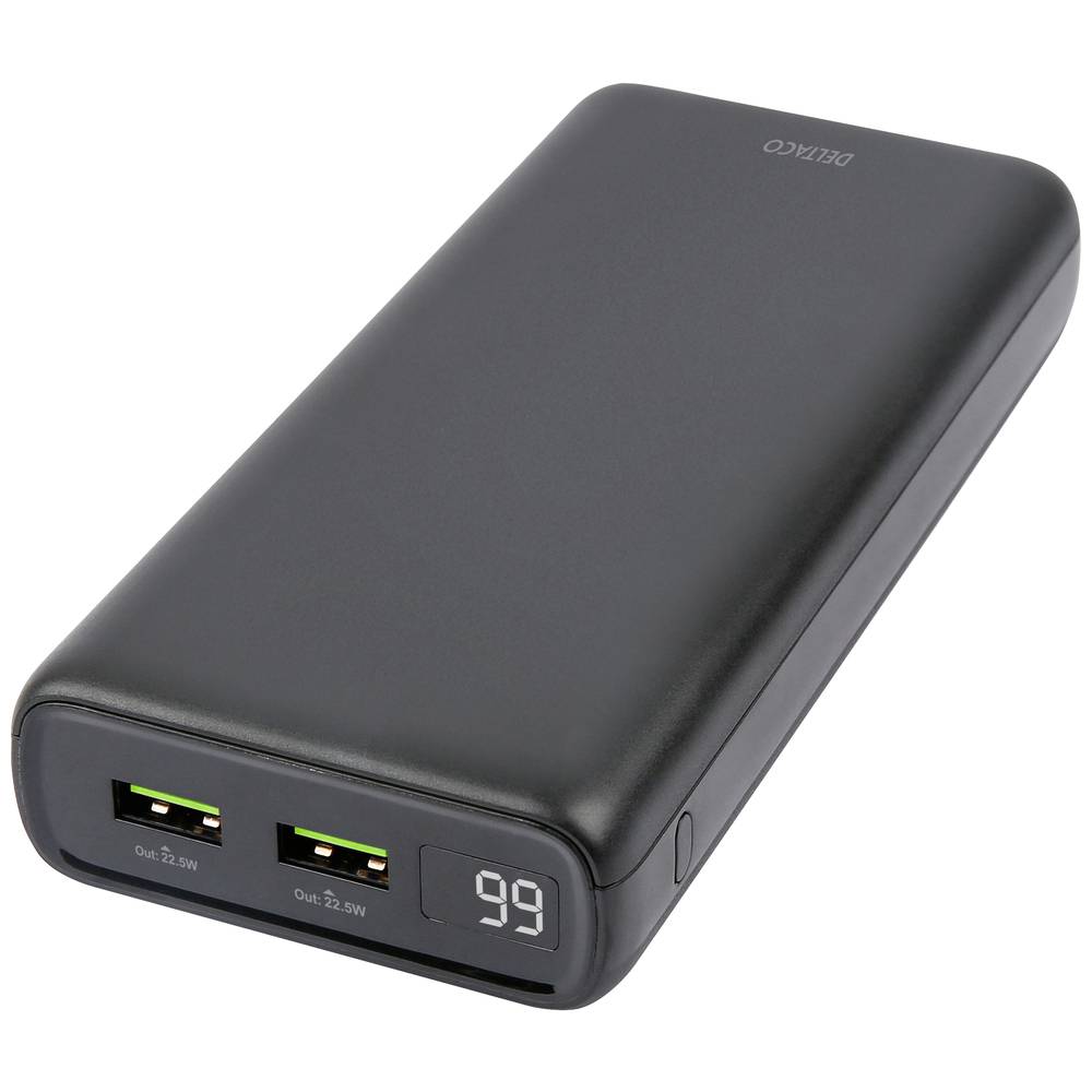 Deltaco a nordic brand PB-C1004 Powerbank 20000 mAh LiPo USB-A, USB-C® Zwart