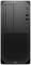 Schwarzes Computergehäuse mit Logo oben, optischem Laufwerk links, mehreren USB-Anschlüssen rechts und Belüftungsgitter unten.