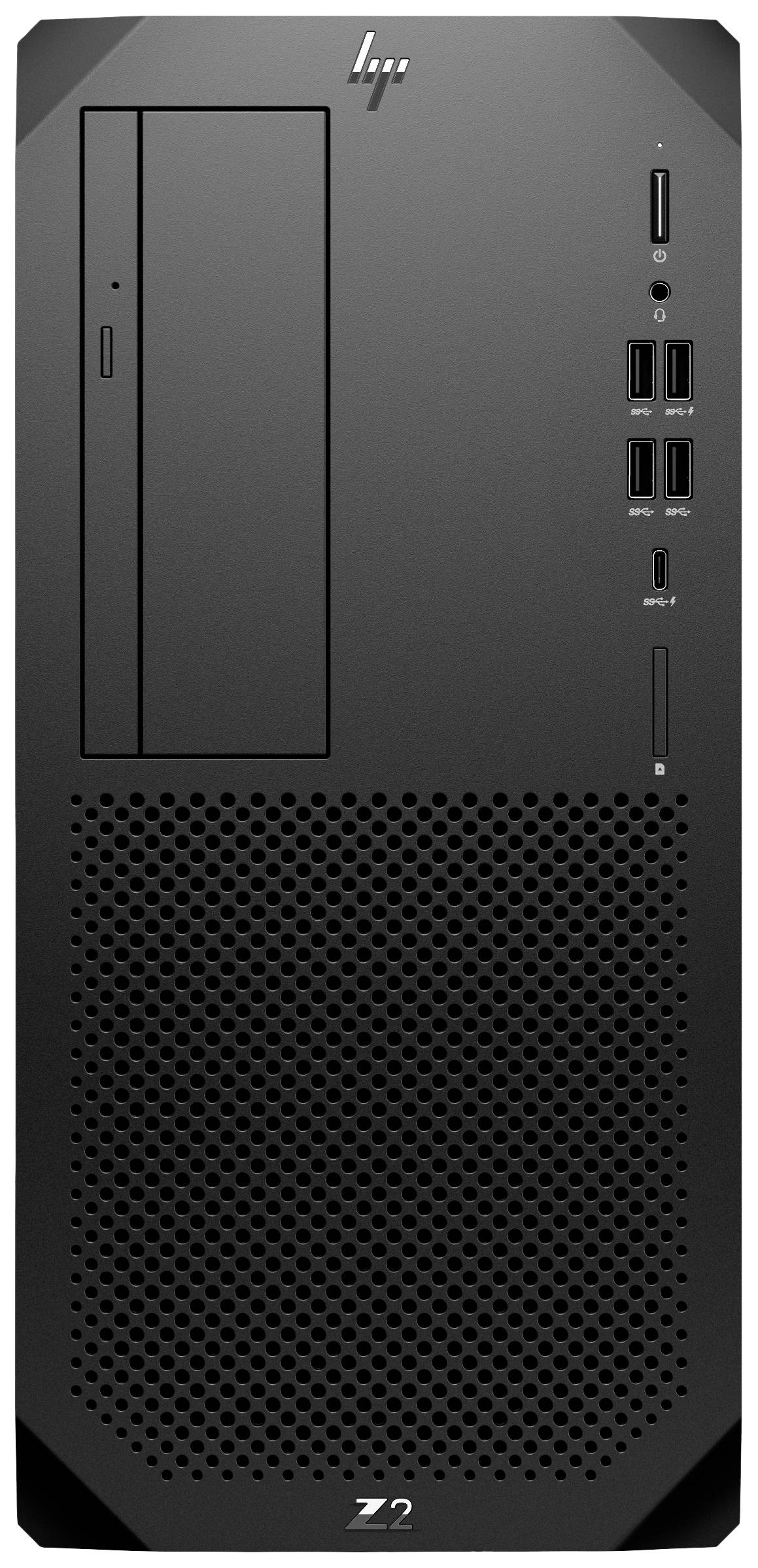 Ein schwarzes PC-Gehäuse mit mehreren USB-Anschlüssen und Lüftungsgitter.