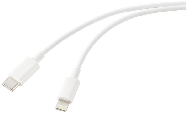 Renkforce USB-Kabel USB 2.0 USB-C® Stecker, Apple Lightning Stecker 1.00 m Weiß (frosted) RF-5724078