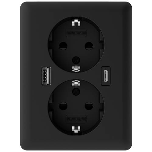 2USB 2U-449719 Unterputz-Dose mit USB-C®, mit USB-Ladeausgang Schwarz (matt)