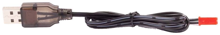 USB-Kabel mit transparentem Stecker und schwarzer Ummantelung, rechts roter Endverschluss, Kabel ist ordentlich zusammengelegt.