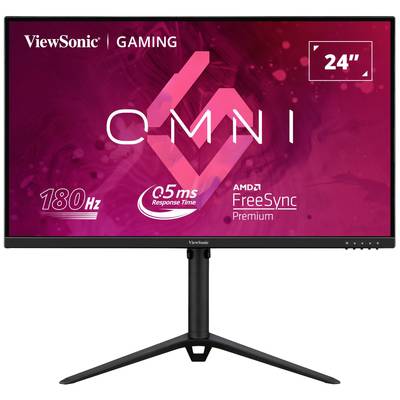 ViewSonic Gaming-Monitor OMNI, 24 Zoll, rot-schwarzer Hintergrund, 180 Hz, 0,5 ms Reaktionszeit, AMD FreeSync Premium.