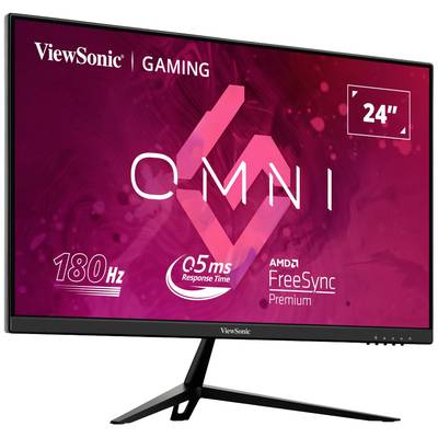 Bild eines Gaming-Monitors von ViewSonic, 24 Zoll, 180 Hz, 0,5 ms Reaktionszeit, unterstützt AMD FreeSync Premium.