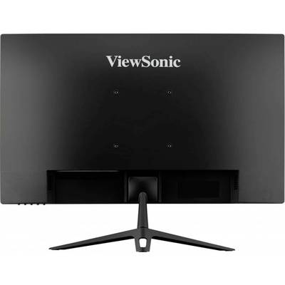 'Computerbildschirm der Marke ViewSonic, Rückansicht, mit schlichtem schwarzem Design und stabilem Standfuß.'