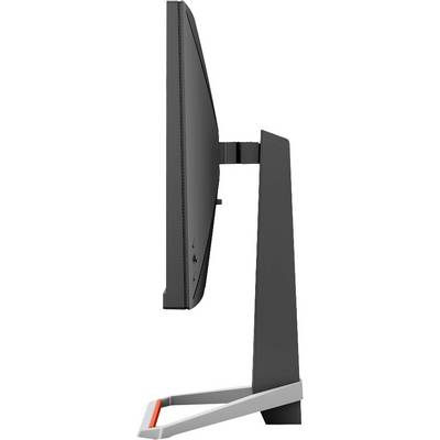 Seitenansicht eines Flachbildschirms mit schlankem Design und einem stabilen Standfuß. Ideal für moderne Büroeinrichtungen.