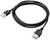 Ein schwarzes USB-Verlängerungskabel, eine Seite mit Standard-USB-Stecker, die andere mit USB-Buchse.