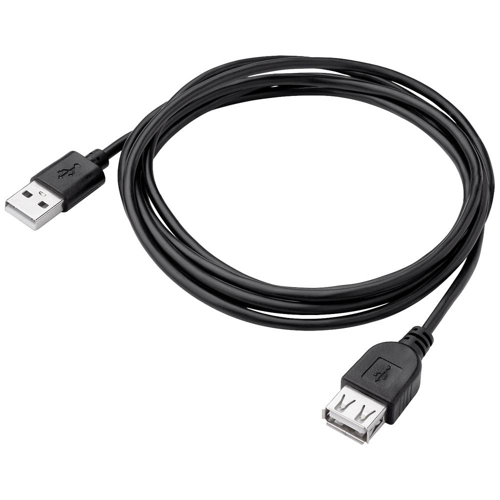 Akyga USB-kabel USB-A stekker, USB-A bus 1.8 m Zwart AK-USB-07