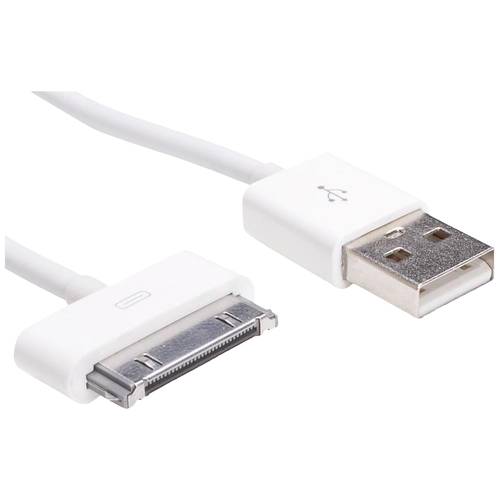 Akyga USB-Kabel USB-A Stecker, Apple 30pol. Stecker 1.00 m Weiß AK-USB-08