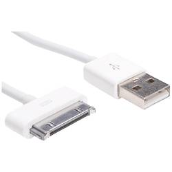 Akyga USB-Kabel USB-A Stecker, Apple 30pol. Stecker 1.00 m Weiß AK-USB-08