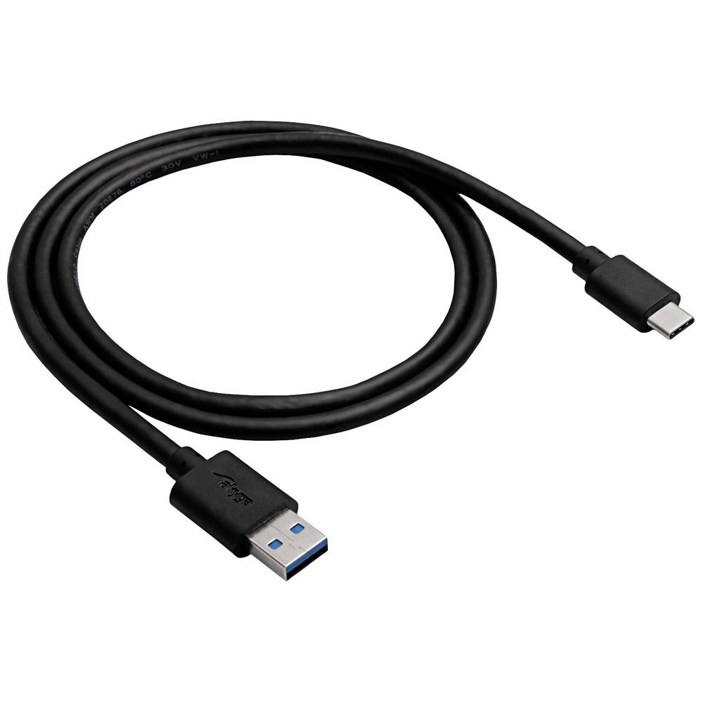 Akyga USB-kabel USB-A stekker, USB-C stekker 0.5 m Zwart AK-USB-24