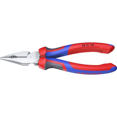 Blau-rote Kombizange mit isolierten Griffen und gezahnten Backen. Geeignet für Greif- und Schneidarbeiten in der Elektrotechnik.