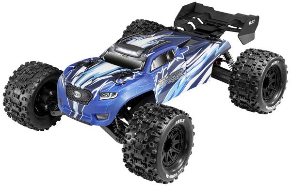 Reely Thor Blau Brushed 1:10 RC Modellauto Elektro Monstertruck Allradantrieb (4WD) 100% RtR 2,4 GHz inkl. Akku, Ladegerät und Senderbatterien