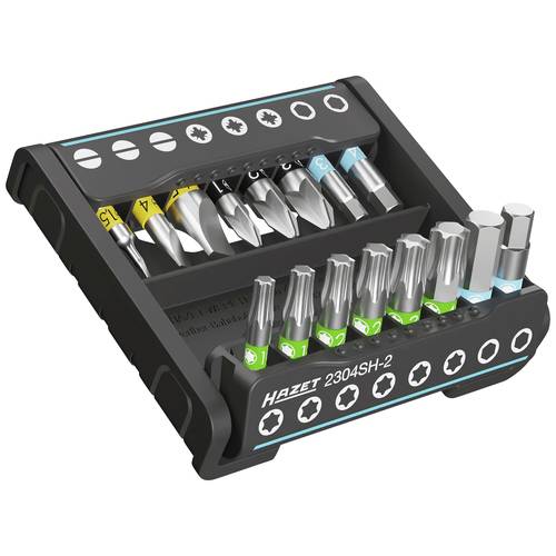 Hazet 2304SH-2 Bit-Set 16teilig Schlitz, Innen T-Profil, Kreuzschlitz Pozidriv