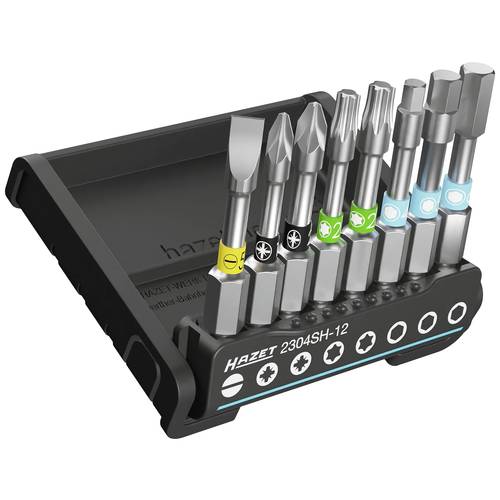 Hazet 2304SH-12 Bit-Set 8teilig Schlitz, Innen-Sechskant, Kreuzschlitz Phillips, Kreuzschlitz Pozidriv, Innen T-Profil