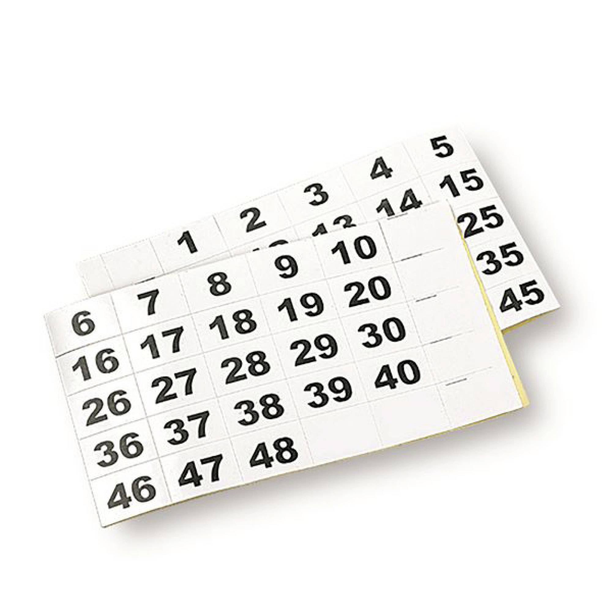 Zwei Blätter mit schwarzen Zahlen von 1 bis 50 auf weißem Hintergrund, die in Reihen und Spalten angeordnet sind.