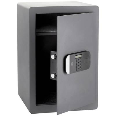 Ein geöffneter Safe mit elektronischem Zahlenschloss, zeigt leeren Innenraum.