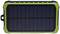Tragbares Solarladegerät mit grünem Rand und schwarzem Solarpanel in der Mitte, für unterwegs zur mobilen Stromversorgung geeignet.
