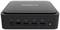 Schwarzer Mini-PC von Gigabyte, Vorderansicht mit Anschlüssen: Kopfhörer, USB-C, drei USB-A-Ports, Power-Taste.