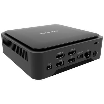 Ein kompakter Mini-PC mit mehreren Anschlüssen, darunter HDMI, USB und Ethernet, ideal für platzsparende Computerlösungen.