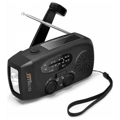Thumbnail - Technaxx TX-238 Notfallradio AM, FM Notfallradio Handkurbel, Solarpanel, Taschenlampe, wiederaufladbar Schwarz