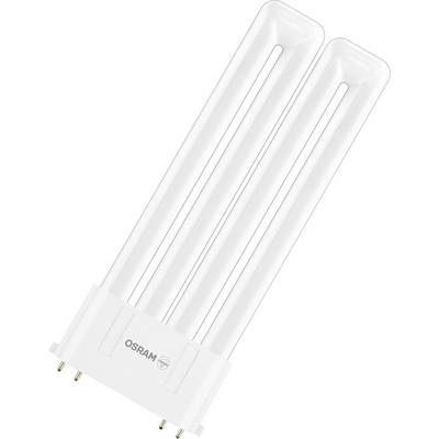 Eine weiße Energiesparlampe mit Doppelrohr-Design, sieht aus wie ein geschlossener Kreis mit Steckanschluss unten.