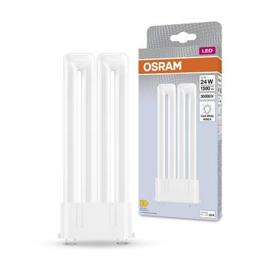 LED-Lampe von OSRAM mit 24 Watt und 3000 Kelvin. Die Verpackung zeigt die Lampe und ihre Eigenschaften, einschließlich 'Cool White 4000K'.