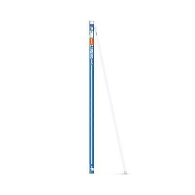 Ein langer, schlanker Fluoreszenzlichtstab, in blauer Verpackung, mit der Aufschrift 'Fluorescent Lamp'. Geeignet für Raumbeleuchtung.