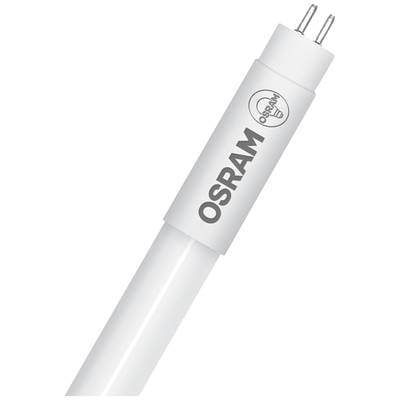 Eine weiße LED-Leuchtstoffröhre von OSRAM mit zwei Stiftkontakten, geeignet für typische Leuchtenfassungen.