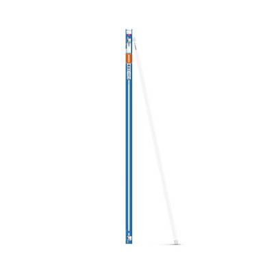 Ein langer, schmaler, blauer LED-Streifen in einer schützenden Verpackungshülle mit Markenaufdruck.