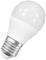 Eine weiße LED-Glühbirne mit Schraubsockel, dargestellt vor weißem Hintergrund. Sie symbolisiert Energieeffizienz und modernes Design.