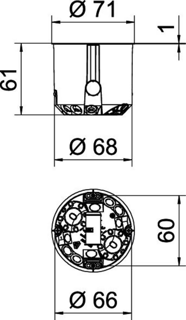 OBO Bettermann 2003814 Geräte-Verbindungsdose halogenfrei (Ø x T) 68 mm x 61 mm 250 St.