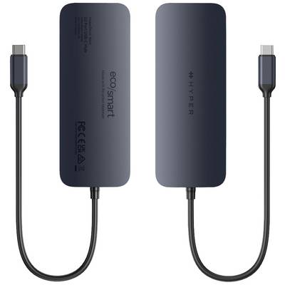 Zwei USB-C-Hubs nebeneinander gezeigt; links ist 'ecosmart' beschriftet, rechts 'hyper'; beide haben kompakte, abgerundete Designs.