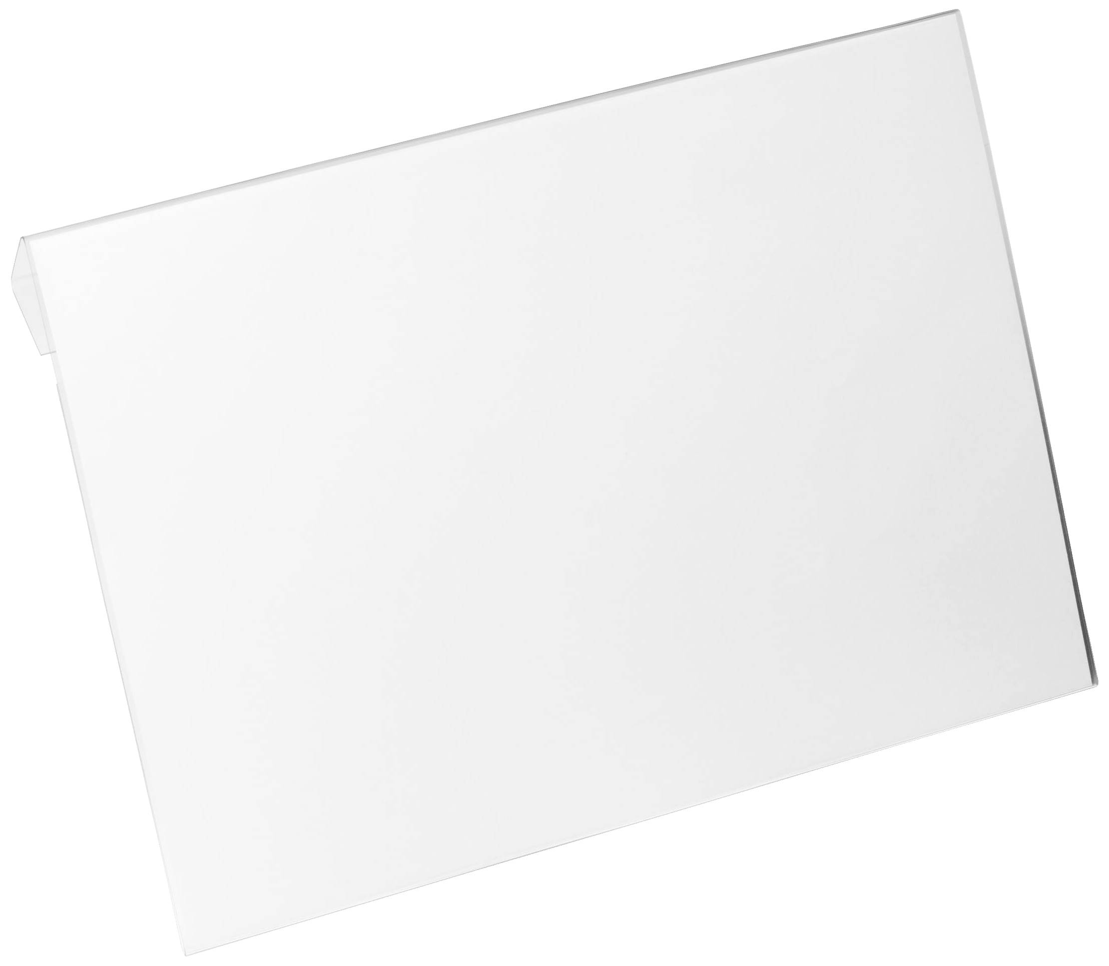 Weißes, leeres rechteckiges Schild, leicht angewinkelt.