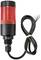 Rundumleuchte mit rotem Licht und schwarzem Kabel mit offenen Enden, geeignet für Warn- oder Signalfunktionen in industriellen Anwendungen.