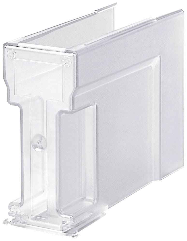 Transparente Hülle aus Kunststoff, rechteckig mit Fächern, wie ein Aktenordner für Visitenkarten oder kleine Dokumente geeignet.