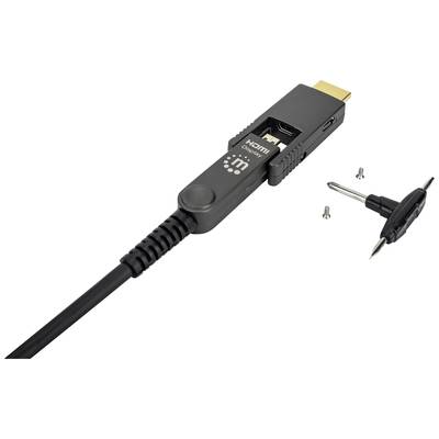 HDMI-Kabel mit abnehmbarem Stecker, Schrauben und Werkzeug. Kabel und Zubehör zur Verbindung von AV-Geräten.