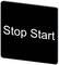 Schwarzes Schild mit den weißen Worten 'Stop Start'.