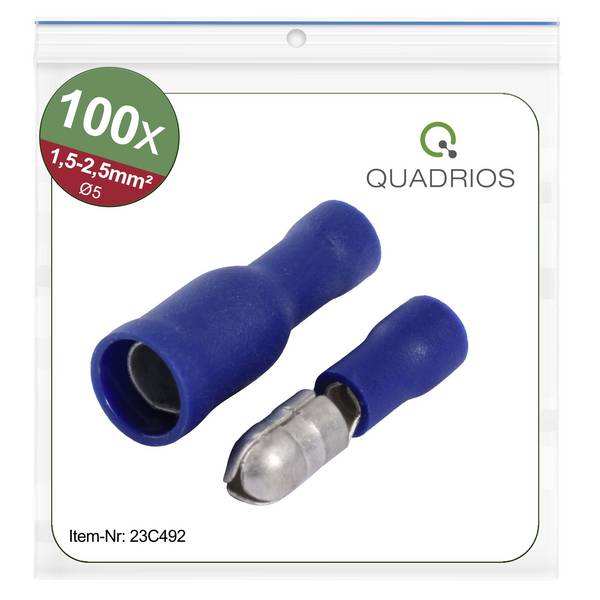 Quadrios 23C492 Rundstecker 1.5 mm² 2.5 mm² Blau 100 St.