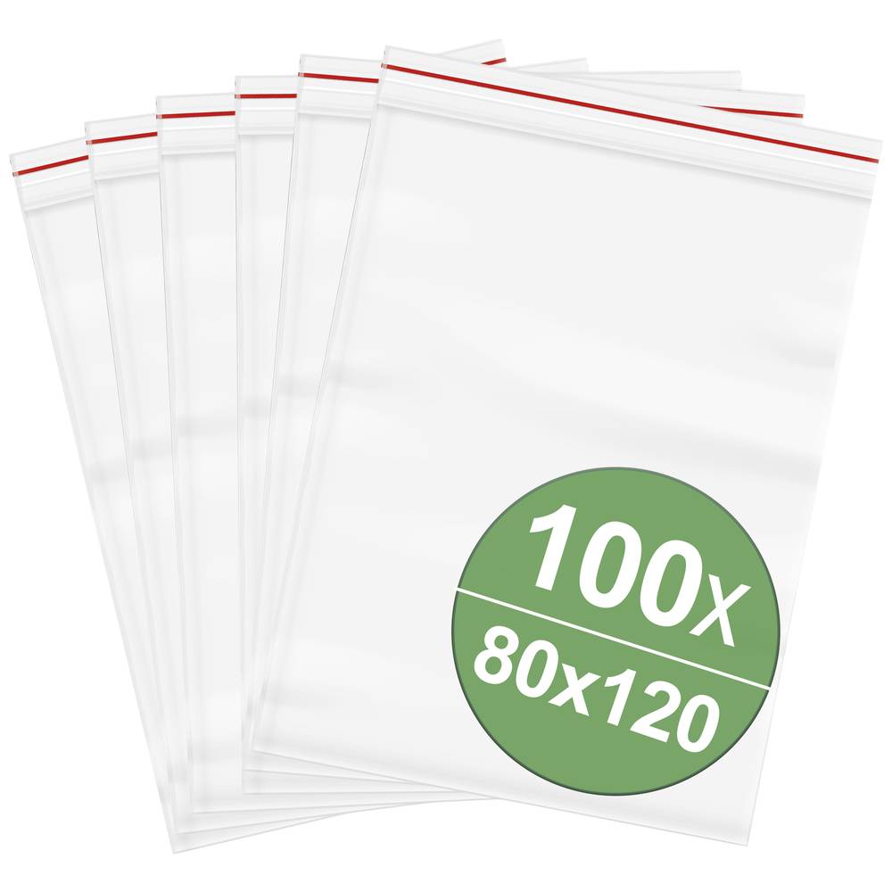 Hersluitbare zak zonder etiketstrook (b x h) 80 mm x 120 mm Transparant Polyethyleen