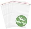 Druckverschlussbeutel ohne Beschriftungsstreifen (B x H) 100 mm x 120 mm Transparent Polyethylen 100 St.