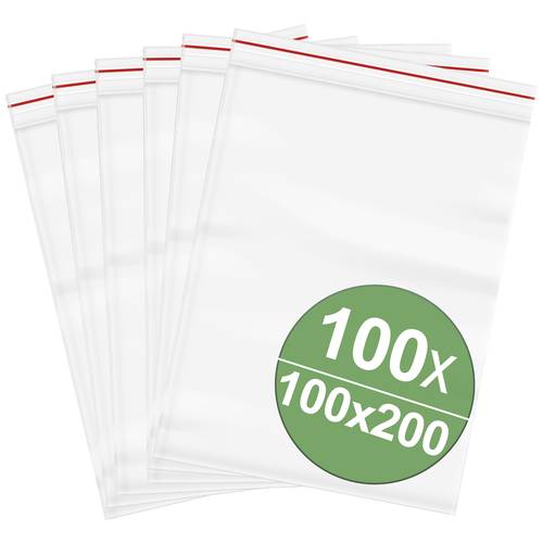 Thumbnail - Druckverschlussbeutel ohne Beschriftungsstreifen (B x H) 100 mm x 200 mm Transparent Polyethylen