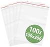 Druckverschlussbeutel ohne Beschriftungsstreifen (B x H) 100 mm x 200 mm Transparent Polyethylen 100 St.