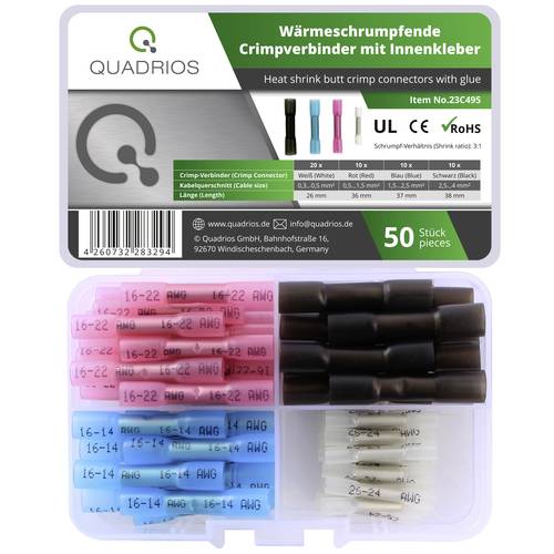 Quadrios 23C495 Stoßverbinder 0.3 mm² 4 mm² Weiß, Rot, Blau, Schwarz 50 St.